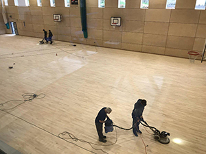 Men working on the Pleckgate Sports Hall Refurbishment