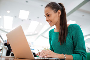 Open University student on laptop