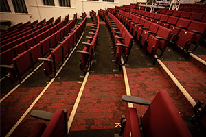 university refurbishment – flooring in Peel Hall lecture theatre