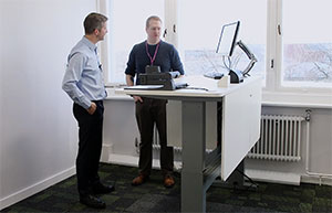 Jamie & John at the University of Manchester with their bespoke Loxit desks
