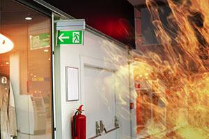 fire extinguishers - a blaze in corridor