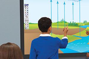 A Stonehenge School student using the Boxlight Mimio technology