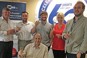 Celebrating the launch of Teachright: Jack Parkinson, seated, with, from left, Roddy Barrow, Luke Patsalou, Paul Cater, Sarah Mitchell (Teachright Directors), and John Parkinson