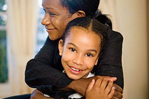 Foster carer with child
