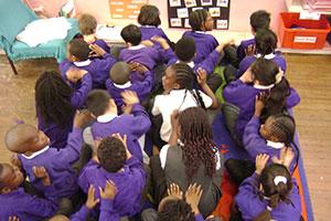 Children participating in Story Massage Programme