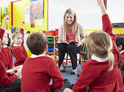 A literacy lesson in primary school classroom
