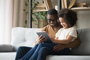 parent and child remote learning using ipad