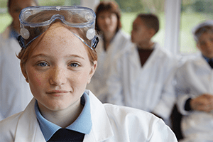 Girl in goggles during British Science Week