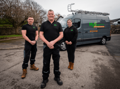 The Hy5 Commercial Cleaning team in front of their van