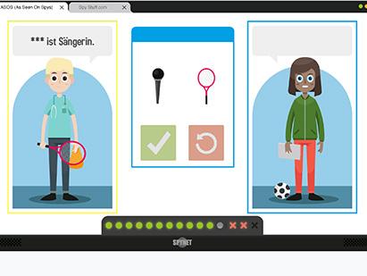 A screenshot from the language game