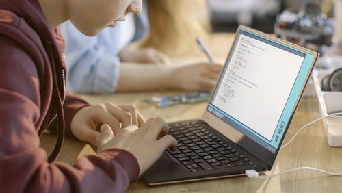 A child using a laptop